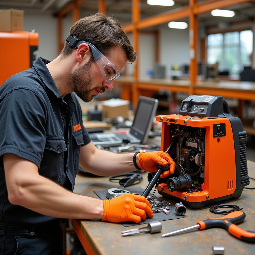 Home Depot Rental Technician Repairing Equipment