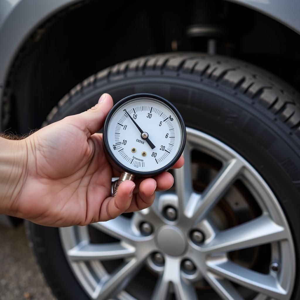 Inflating Spare Tire with Pressure Gauge