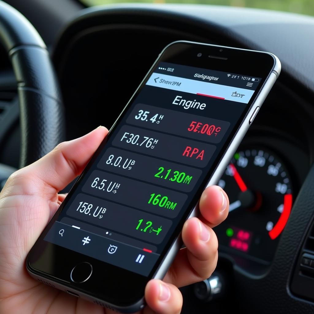 iPhone Displaying Real-Time Car Diagnostic Data