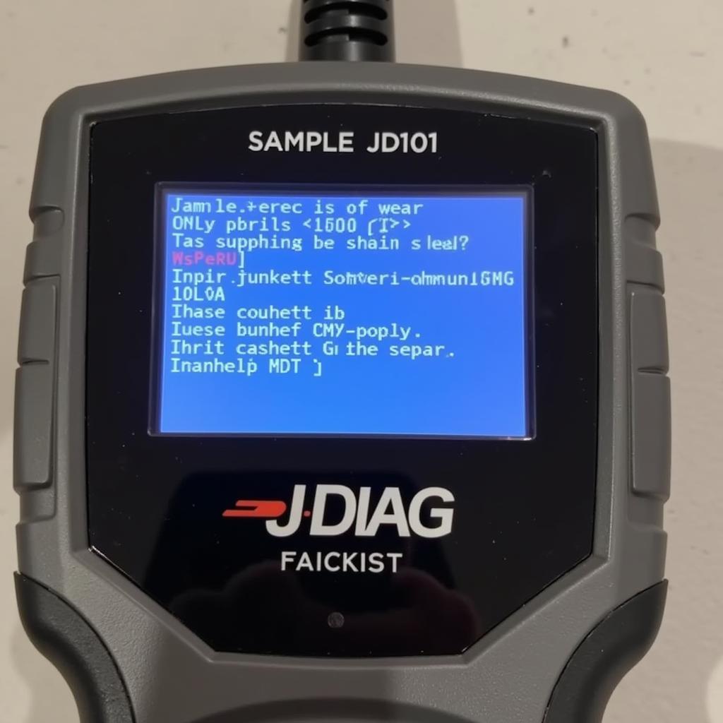 JDiag JD101 OBD2 Code Reader displaying diagnostic trouble codes on screen