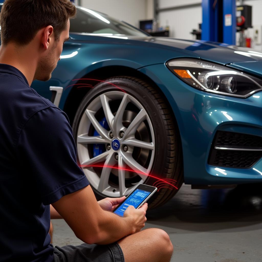 Laser Car Alignment System in Home Garage