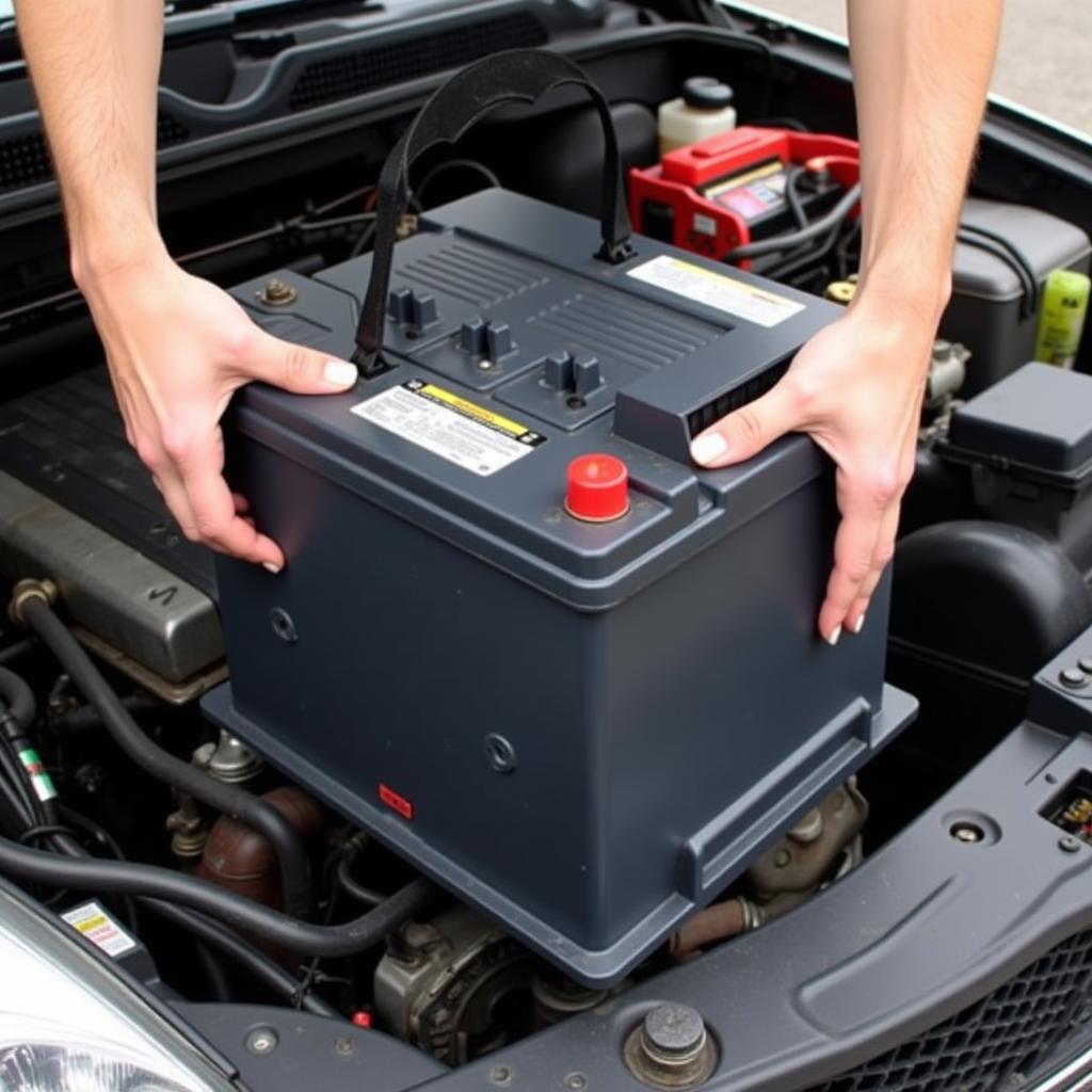 Lifting Car Battery from Tray