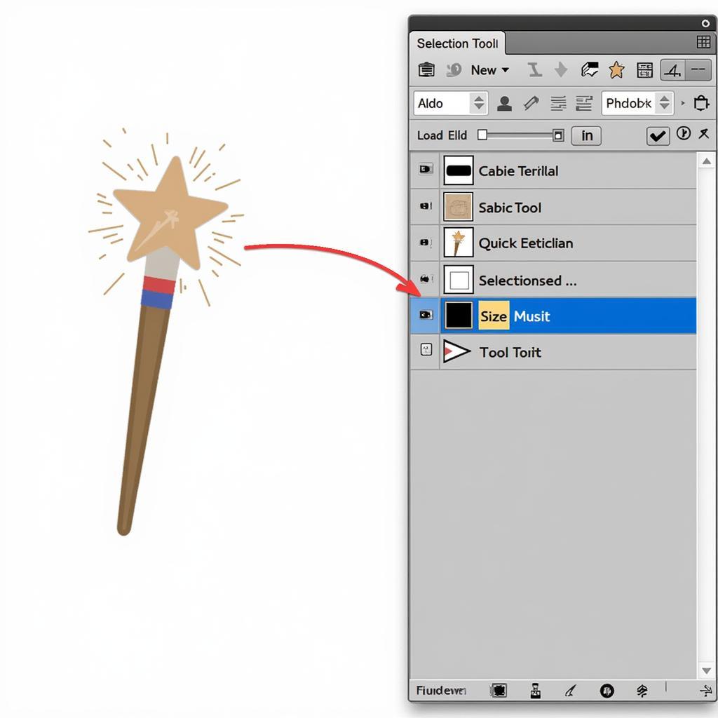 Locating the Magic Wand Tool in Photoshop