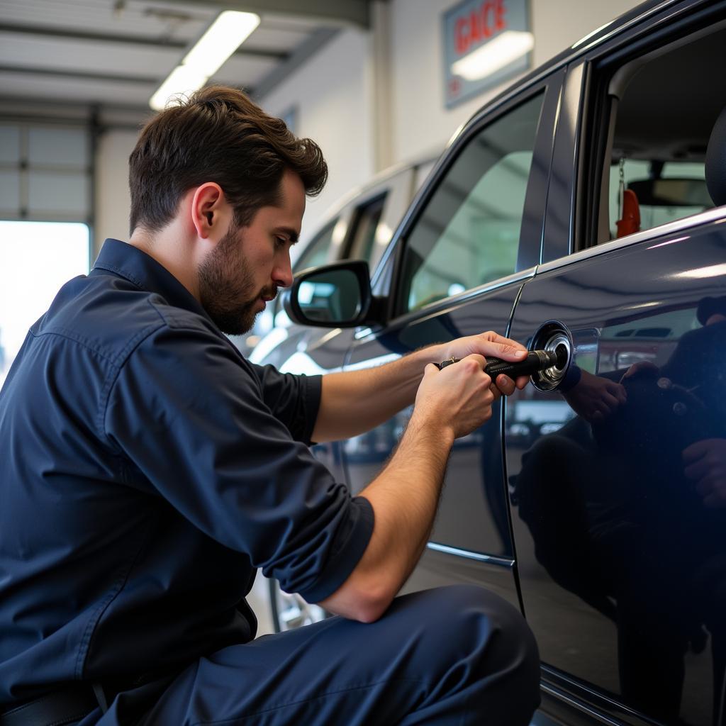 Locksmith Using Car Opening Tools