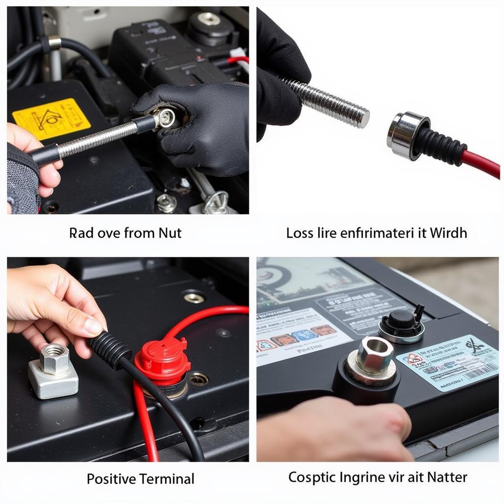 Safely Loosening a Car Battery Terminal with a Wrench