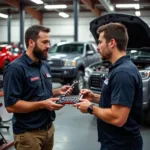 Mac Tools Distributor assisting a Technician in a Garage