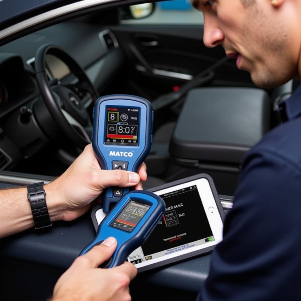 Matco Tools 5.0 Bluetooth Car Scanner in Use