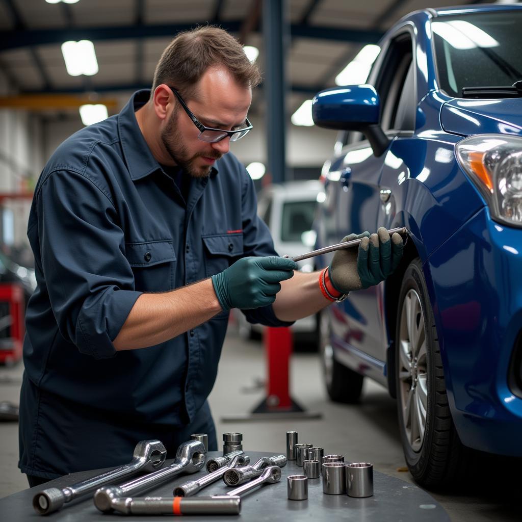 Mechanic Assessing Tools for a Job