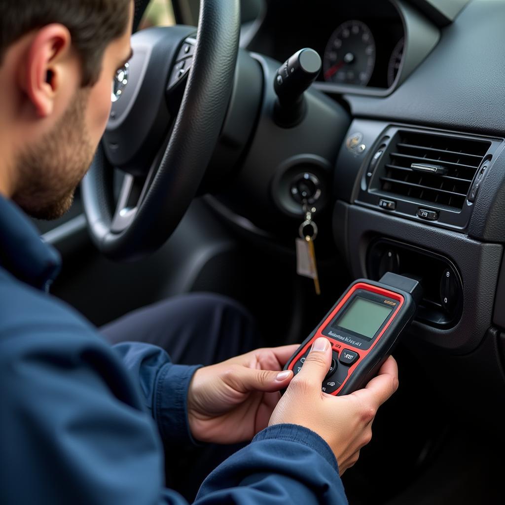 Mechanic Checking Car's Computer Diagnostics