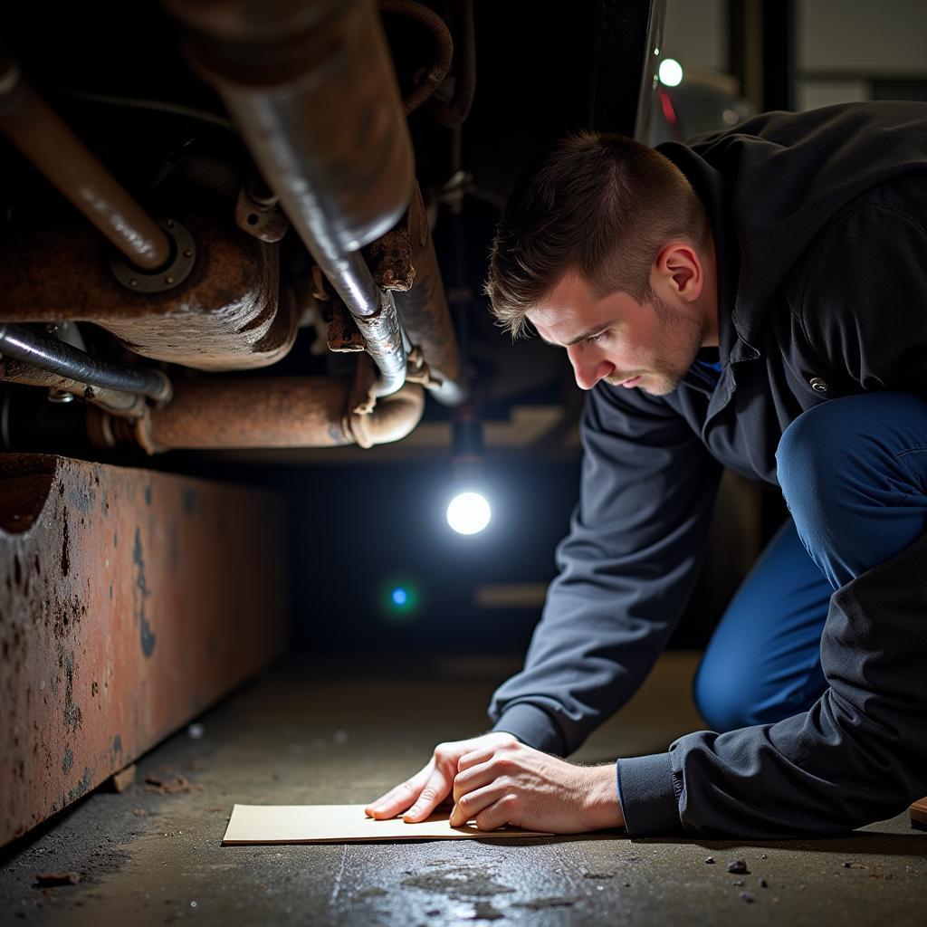 Mechanic Inspecting Used Car Undercarriage