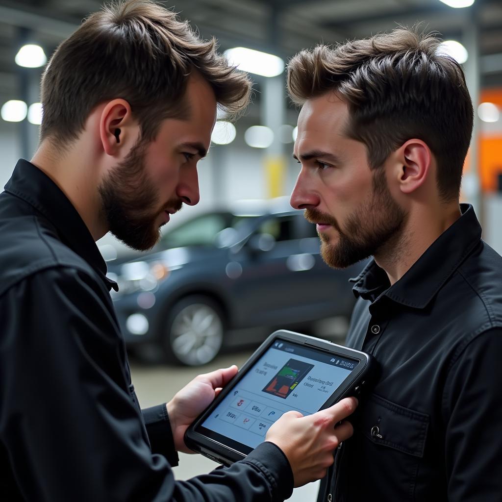 Mechanic Comparing Different Diagnostic Scan Tools