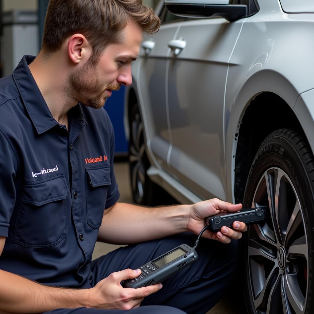 Mechanic Using a Car Code Reader