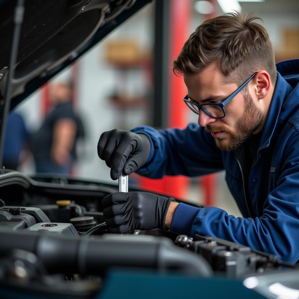 Mechanic Using Car Tool Kit