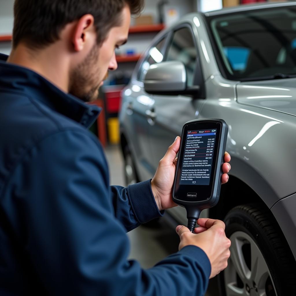 Mechanic Using Diagnostic Scanner