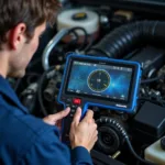 Mechanic Using Diagnostic Tool