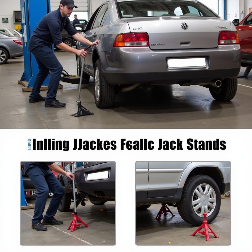 Mechanic Safely Using a Floor Jack and Jack Stands