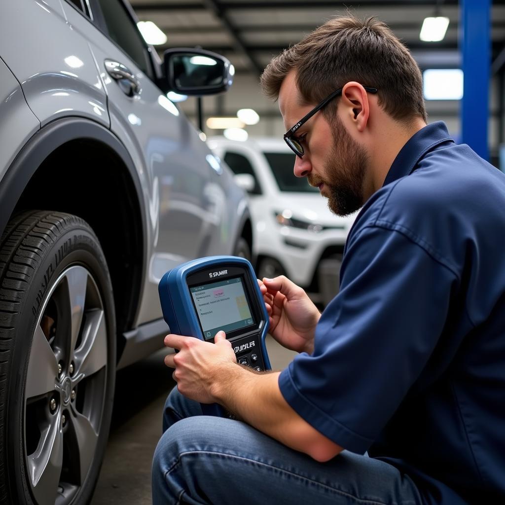 Mechanic Using Professional OBD Scan Tool