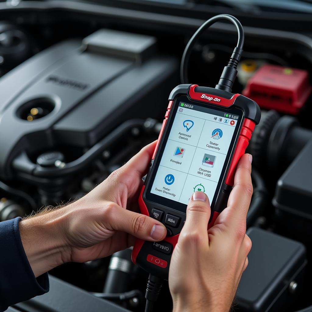 Mechanic Using Snap-on Scan Tool