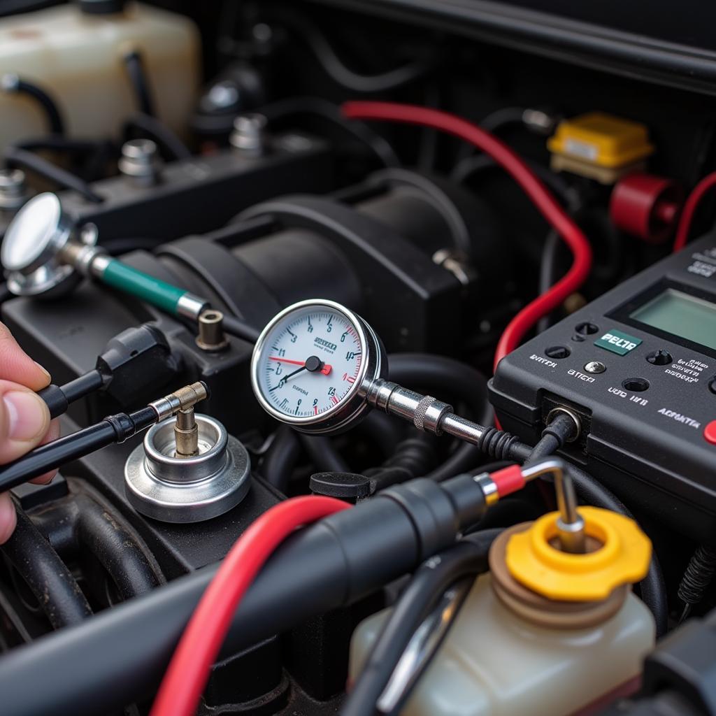 Mechanical Inspection Tools for Cars: Compression Tester, Multimeter, Stethoscope