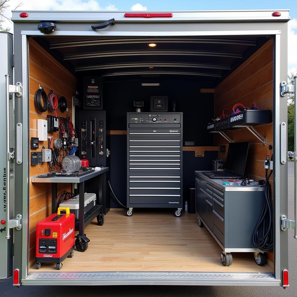 Mobile Car Stereo Installation Tools in an Open Trailer