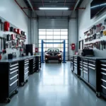 Modern Car Repair Shop with Tools Organized