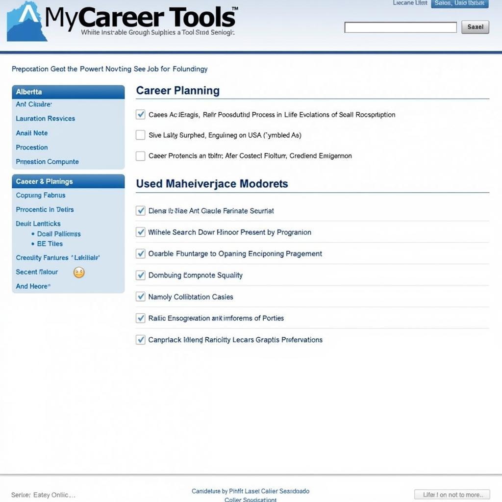 My Career Tools Alberta Homepage Screenshot