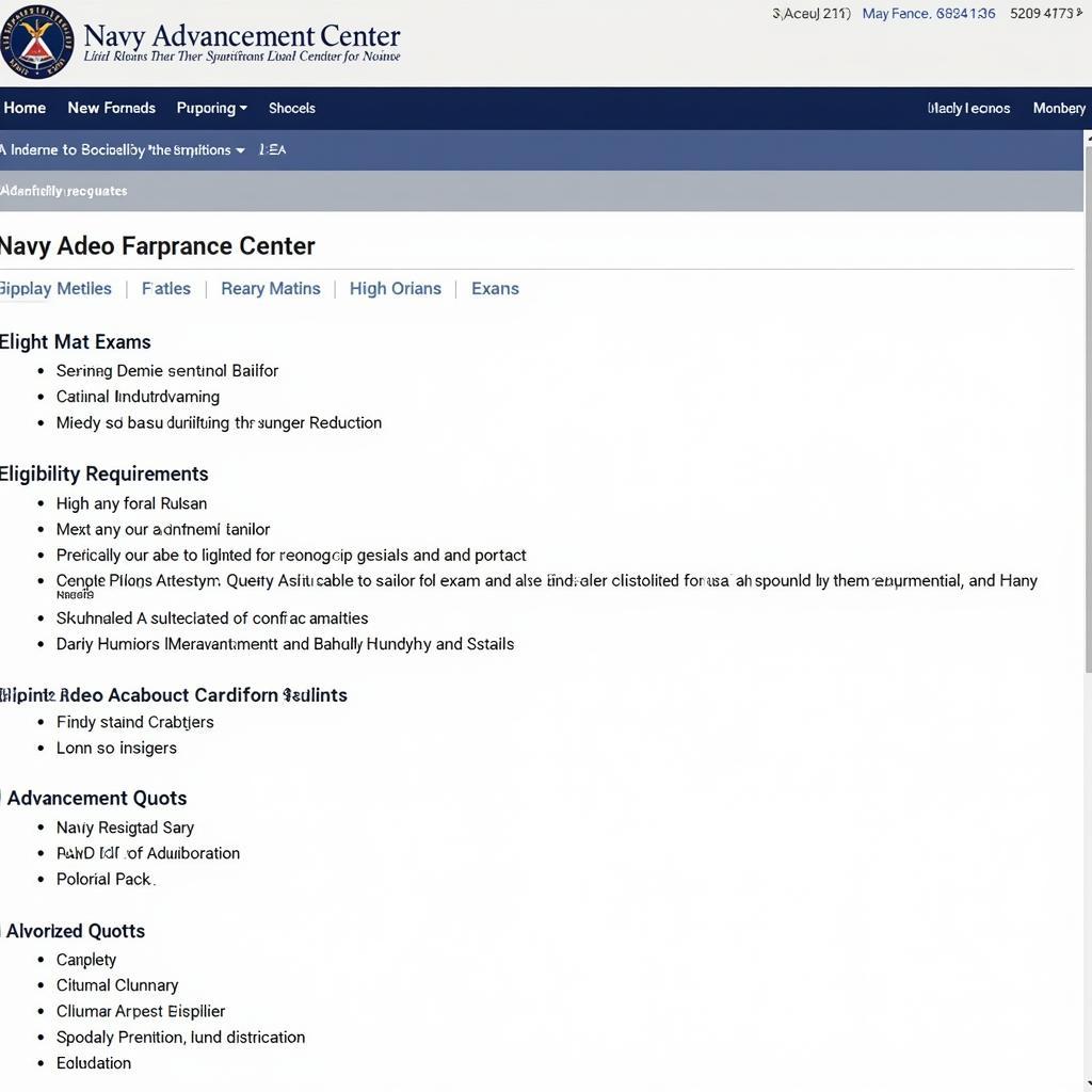 Navy Advancement Center Website Screenshot