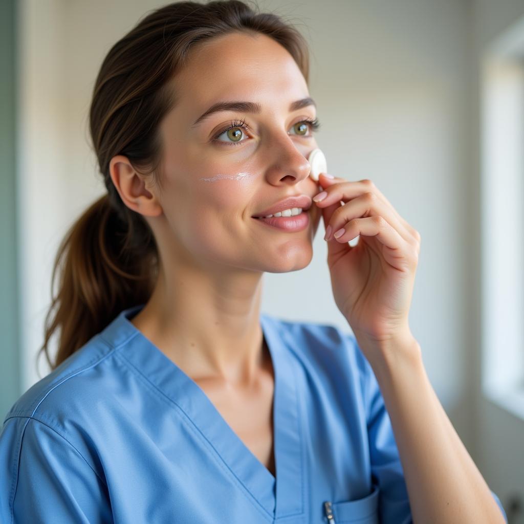 Nurse Applying Sunscreen