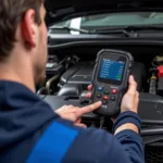 Mechanic Using an OBD-II Scanner