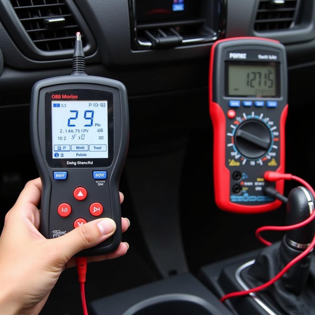 Car Diagnostic Tools: OBD2 Scanner and Multimeter