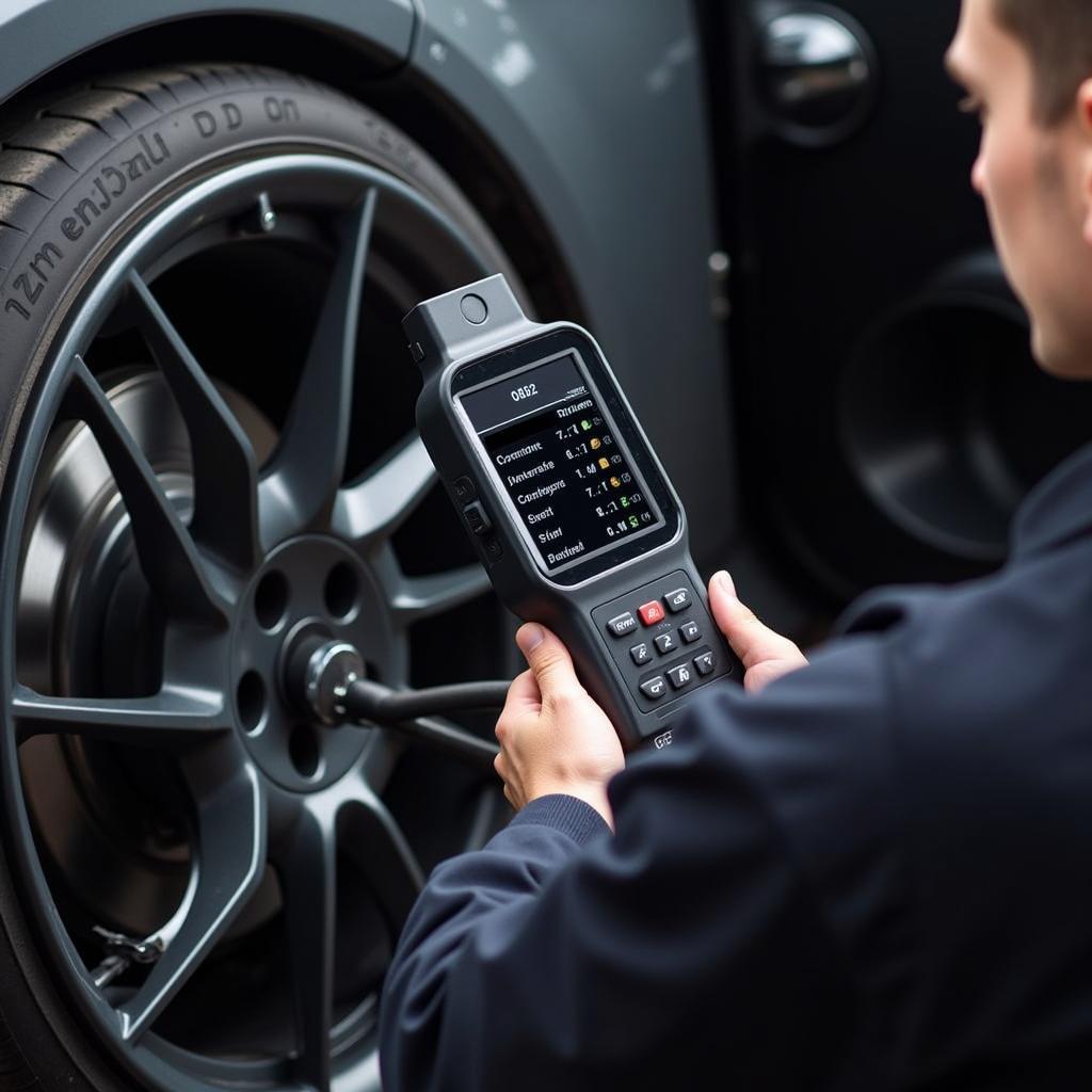 OBD2 scanner connected to a car's diagnostic port