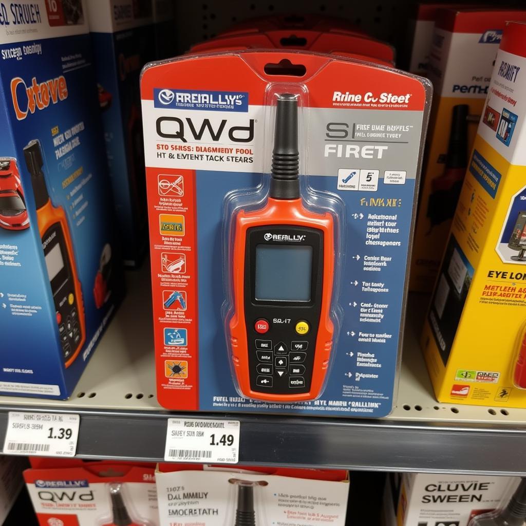 O'Reilly's diagnostic tool packaging on a shelf