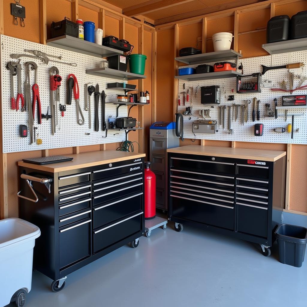 Organized Single Car Garage Tools