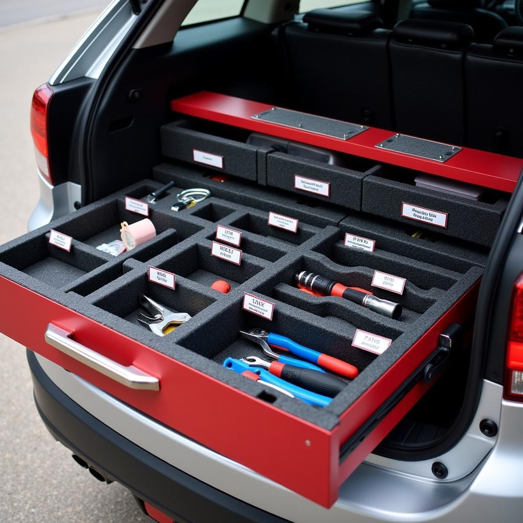 Well-Organized Tool Chest in a Car Trunk