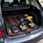 Organizing Power Tools in a Car for Mobile Mechanics