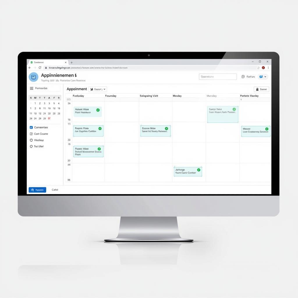 Digital calendar displaying pastoral care appointments