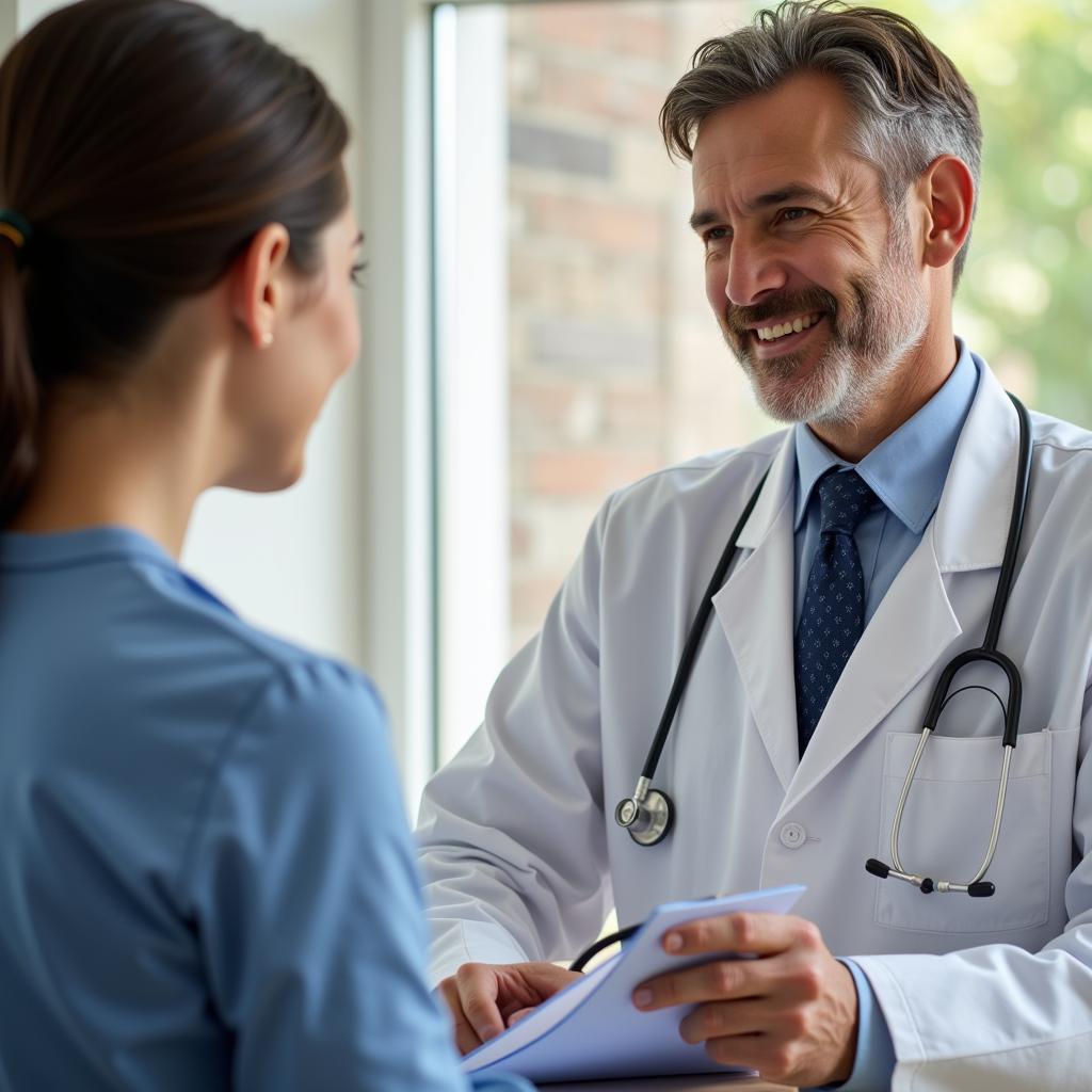 The Importance of Patient-Centered Care:  An image depicting a doctor attentively listening to a patient, showcasing empathy and a focus on individualized care.