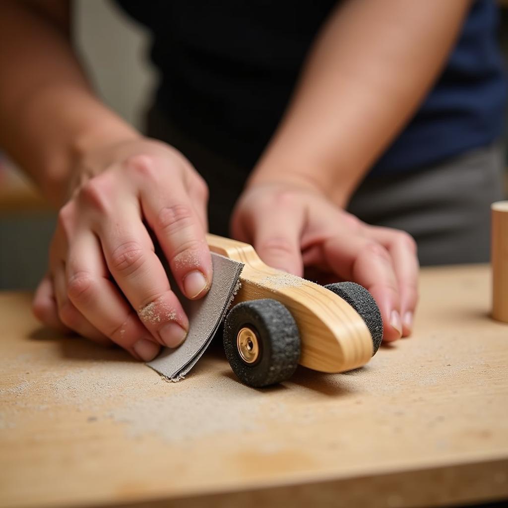 Sanding a Pinewood Derby Car