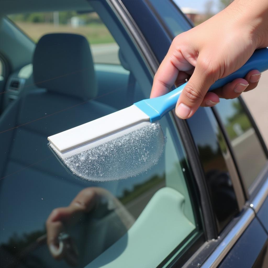 Plastic Scraper Removing Overspray