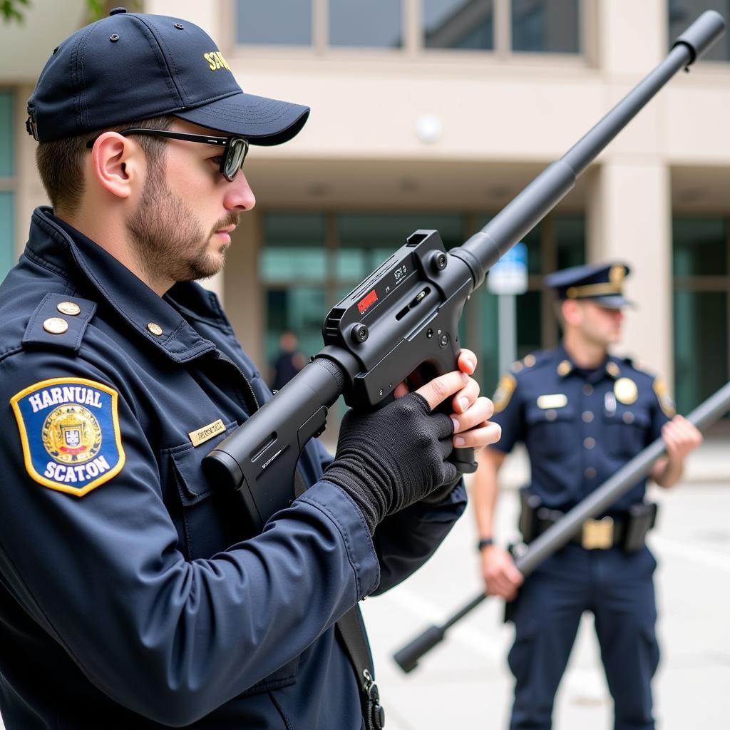 Police Officer Deploying New Stop Stick Technology