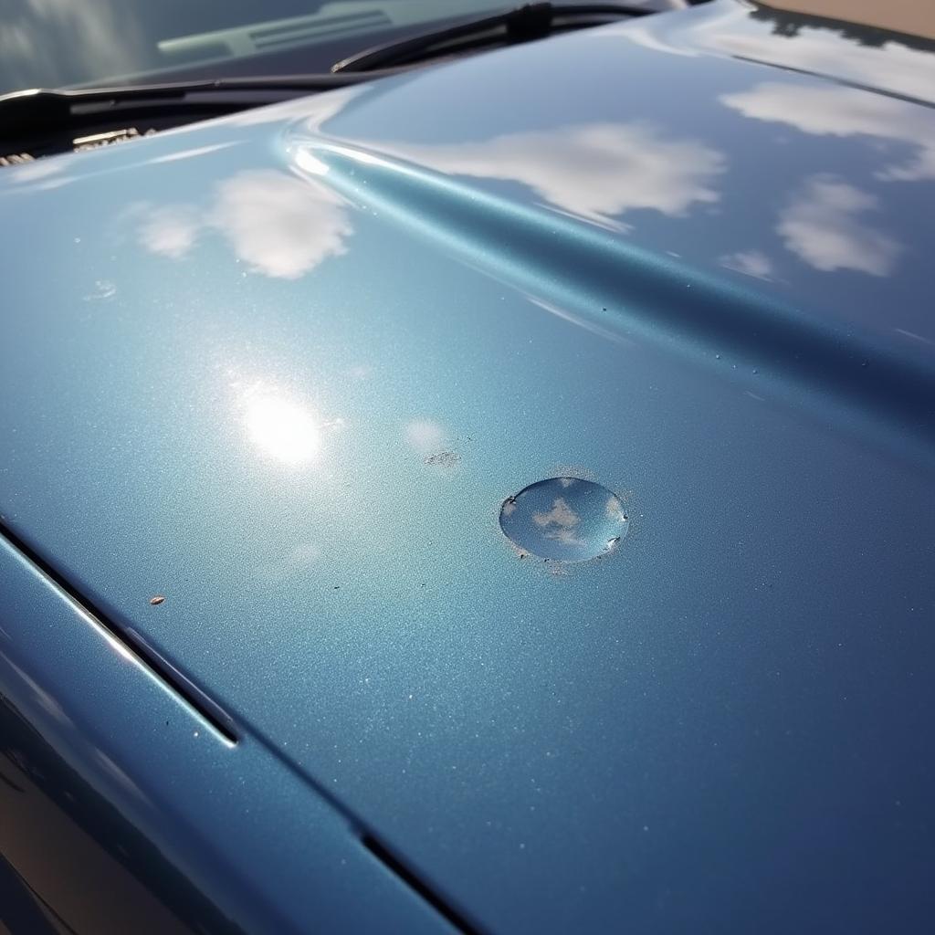 Polished car paint after a successful chip repair.