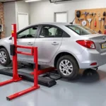 Portable Car Lift in a Garage Setting