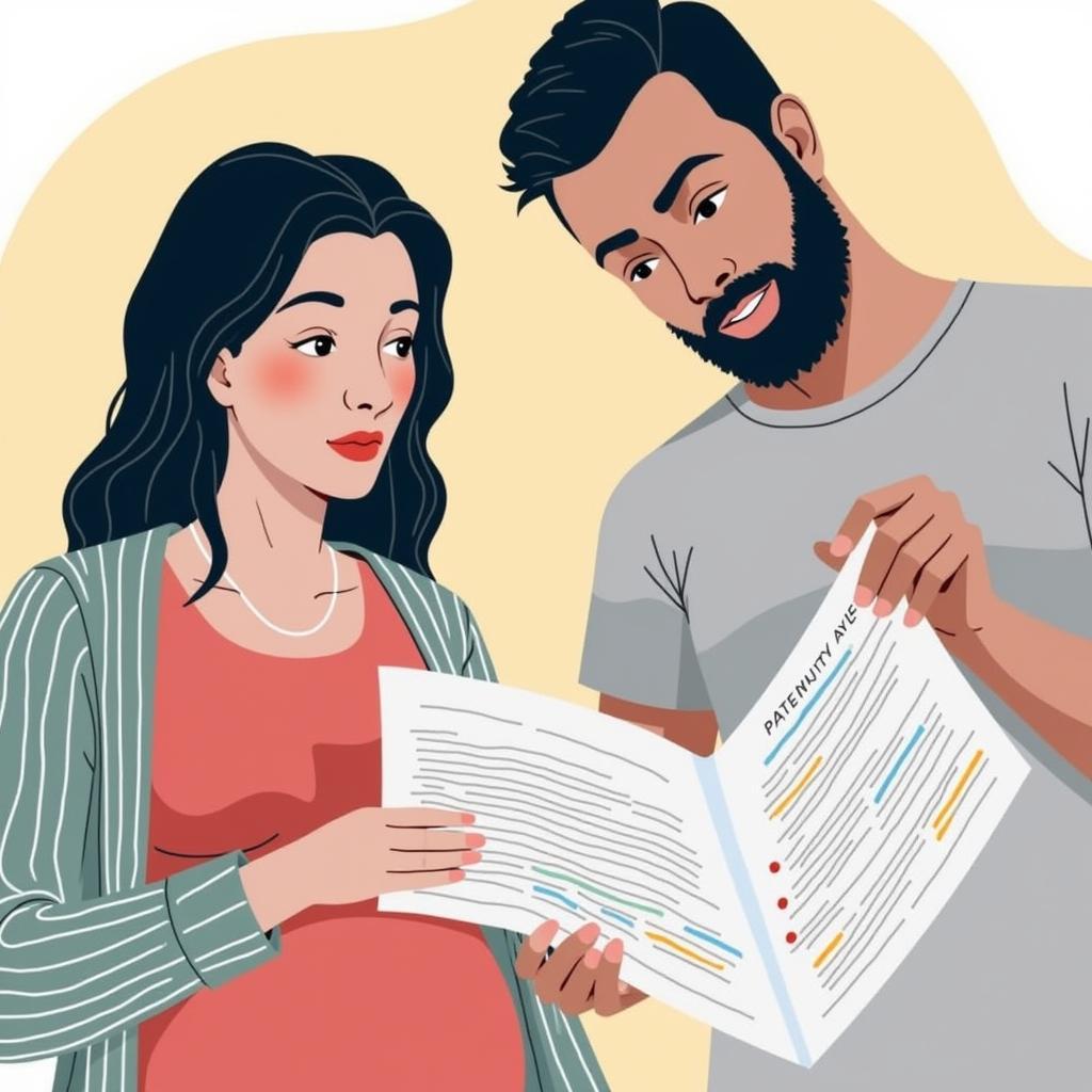 Pregnant Woman Reviewing Maternity Care Pathways Tool with Partner