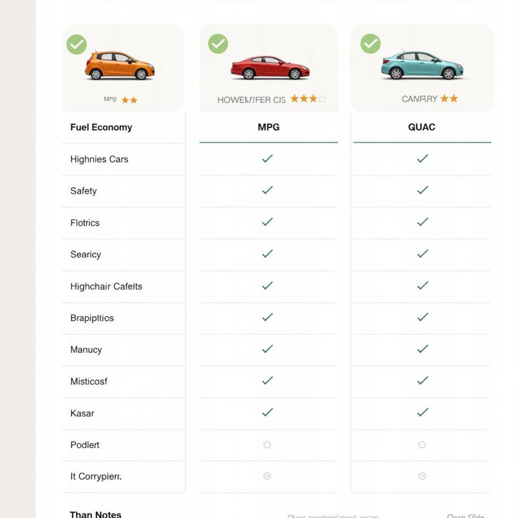 Printable Car Comparison Tool Example