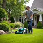 Professional Battery Lawn Mower in Use