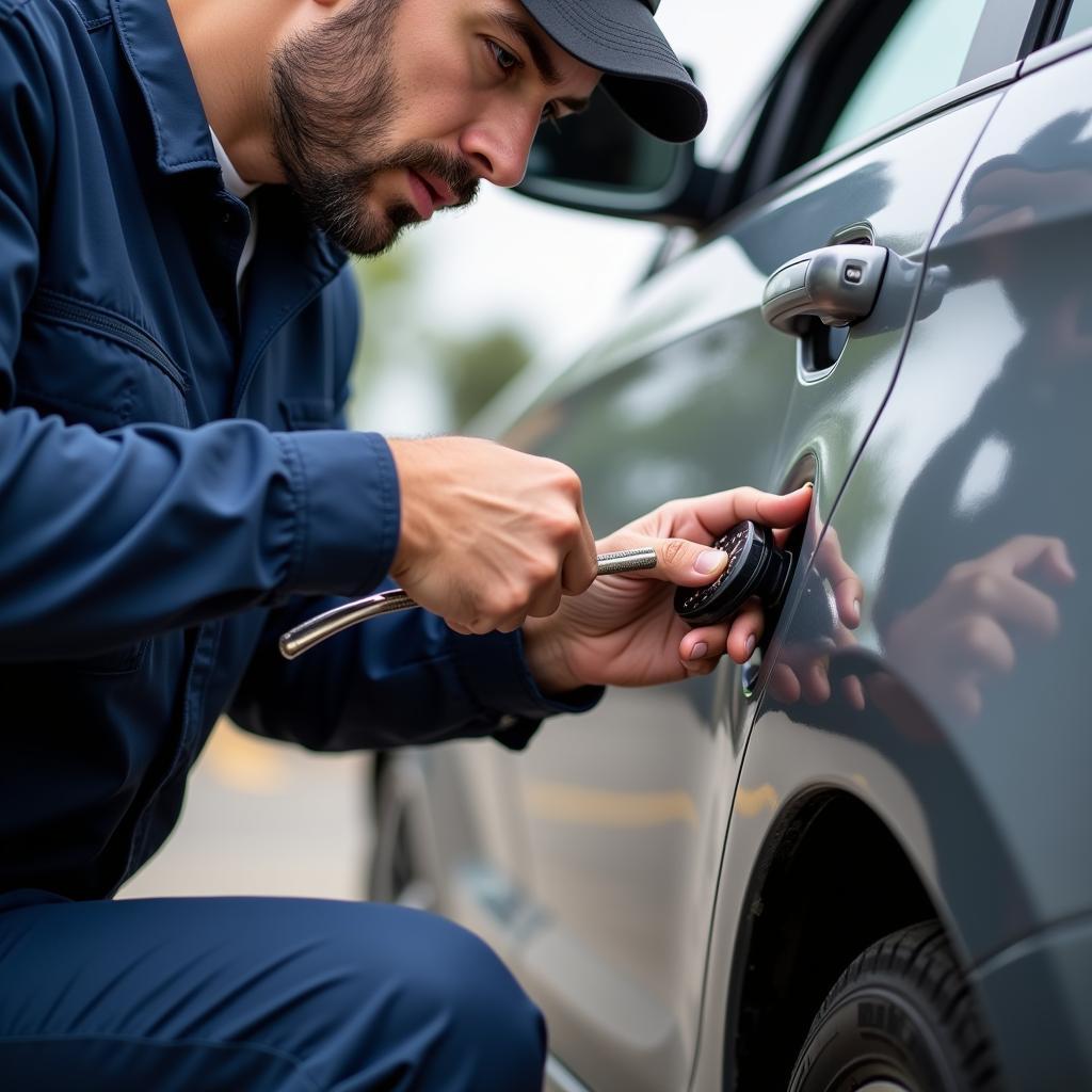 Professional Locksmith Opening Car Door