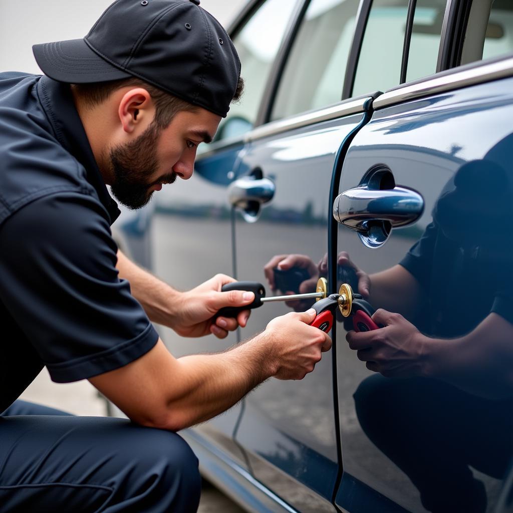 Professional Locksmith Unlocking Car