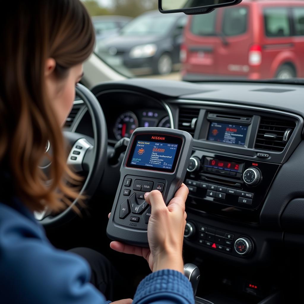 Professional Scan Tool Performing Diagnostics on a 2010 Nissan