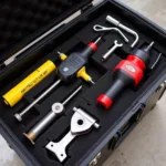 Organized race car tire removal tools