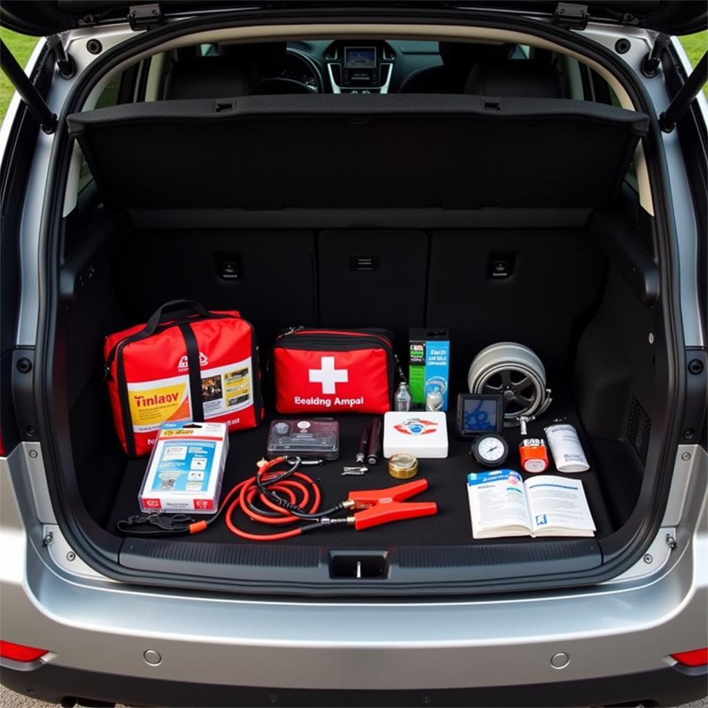 Essential roadside emergency kit for car rentals.